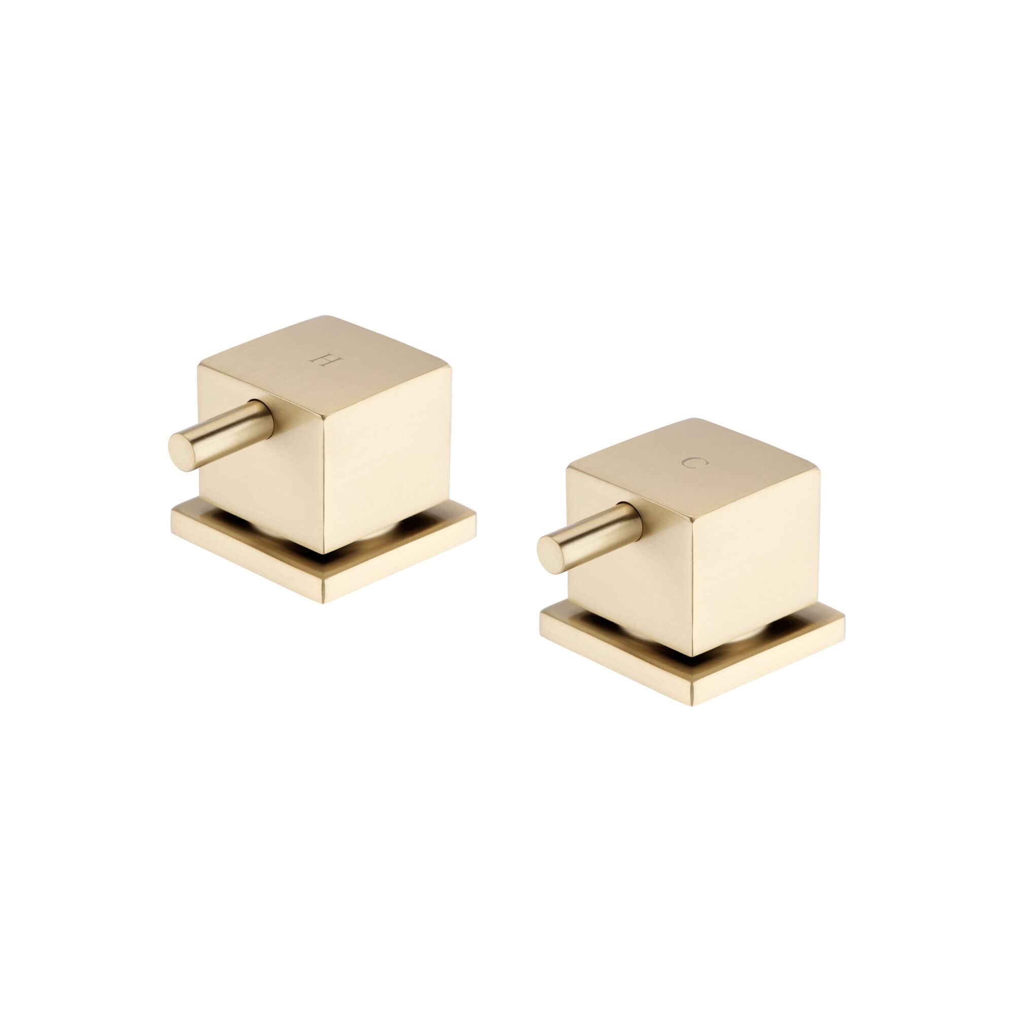 Buy Square 3/4" deck bath side valves (pair) - brushed brass Online UK | HOUSE OF ENKI